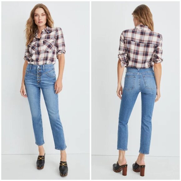 💕VERONICA BEARD💕 Ryleigh Slim-Straight Jeans Front Yoke Durango Blue 28 NWT - Picture 2 of 16